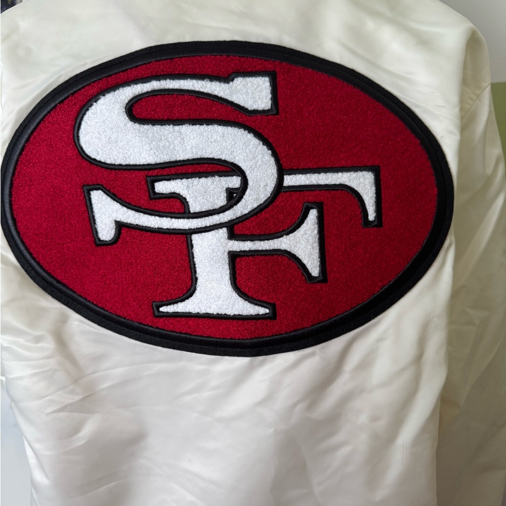San Francisco 49ers Cream & Red Varsity Bomber Jacket - Picture 3 of 12